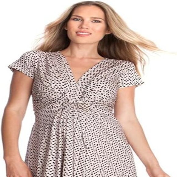 Seraphine Jolene Knot Front Maternity And Nursing Dress-Short Sleeve-Print-Pink - Picture 6 of 6